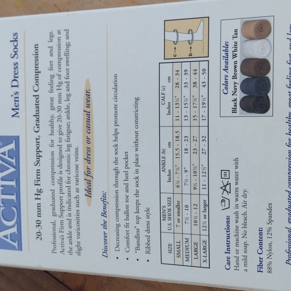 Activa Navy Firm Support Graduated Compression Men's Dress Socks Size S NWT - Picture 7 of 9